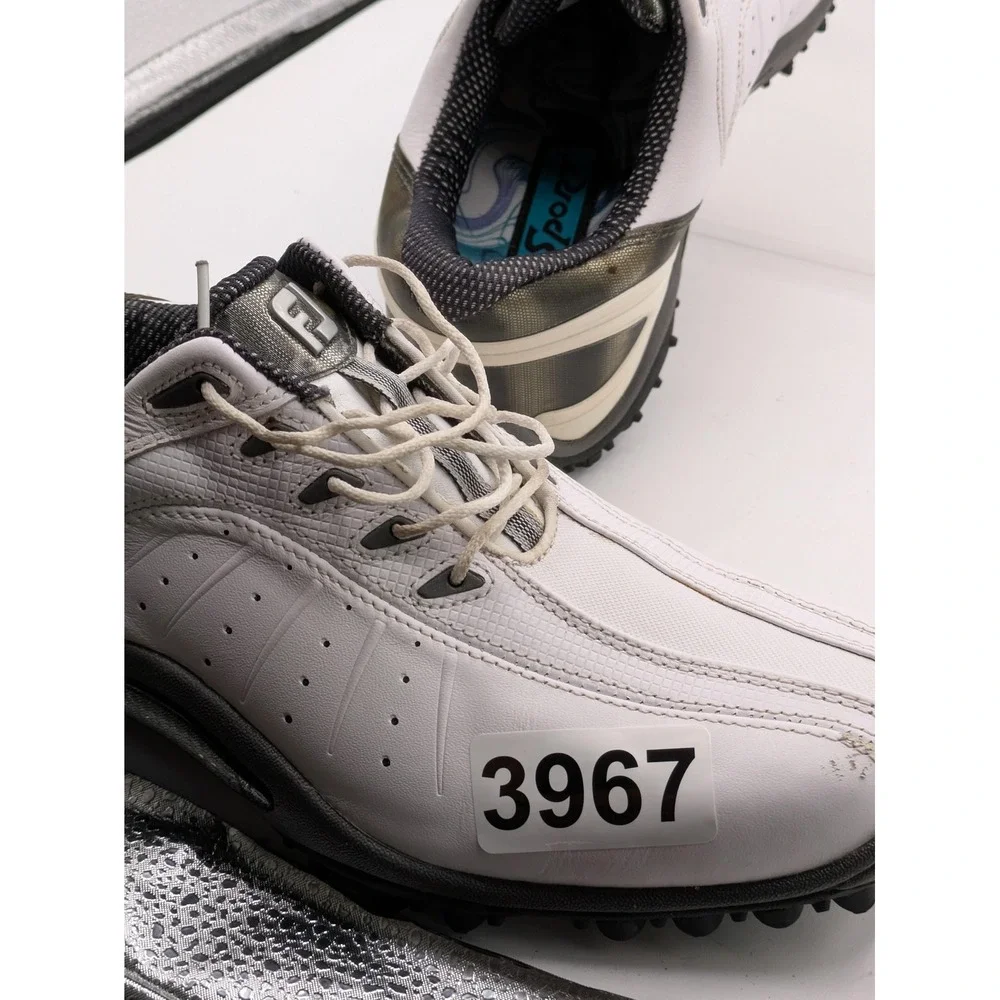 FootJoy FJ Sport Shoes Mens Size 8.5 White Leather Spiked Golf Sneakers 53111